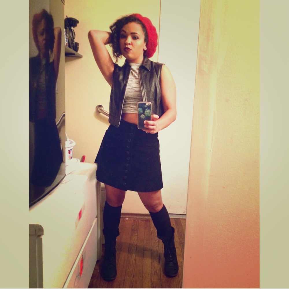 Genuine leather skirt size small